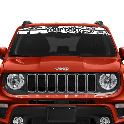 Graphic Custom Text Battered Destroyed Vinyl Decal Sticker for Jeep Renegade Windshield Window