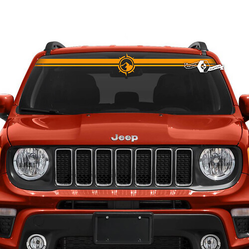 Graphic Mountains Compass Vinyl Decal Sticker 2 for Jeep Renegade Windshield Window