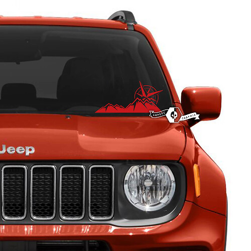 Graphic Mountains Compass Vinyl Decal Sticker for Jeep Renegade Windshield Window