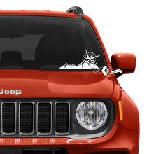 Graphic Mountains Compass Vinyl Decal Sticker for Jeep Renegade Windshield Window 2