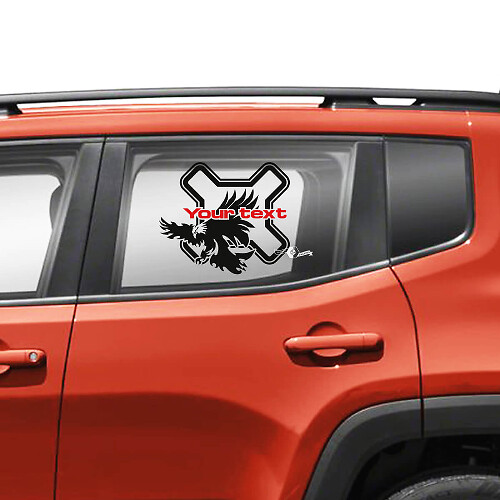 Custom Text Graphic Bald Eagle Side Doors Window Vinyl Decal Sticker 2 Colors for Jeep Renegade