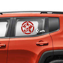 Pair Jeep Renegade Doors Window Side Graphic Skull Military star Vinyl Decal Sticker 2