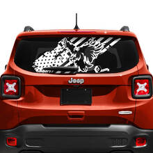 USA Flag Battered Destroyed Tailgate Window Vinyl Decal Sticker for Jeep Renegade 2
