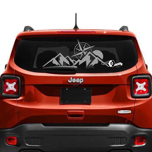 Mountain Compass Logo Tailgate Window Vinyl Decal Sticker for Jeep Renegade