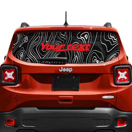 Custom Text Topographic Map Tailgate Window Vinyl Decal Sticker 2 Colors for Jeep Renegade
