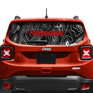 Jeep Renegade Tailgate Window Logo Topographic Map Vinyl Decal Sticker 2 Colors