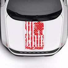 Custom Text USA Flag Battered Destroyed Hood Logo Stripe Vinyl Decal Sticker for Jeep Renegade Trailhawk 3