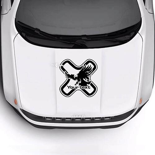 Custom Text Hood Bald Eagle Vinyl Decal Sticker 2 for Jeep Renegade 1