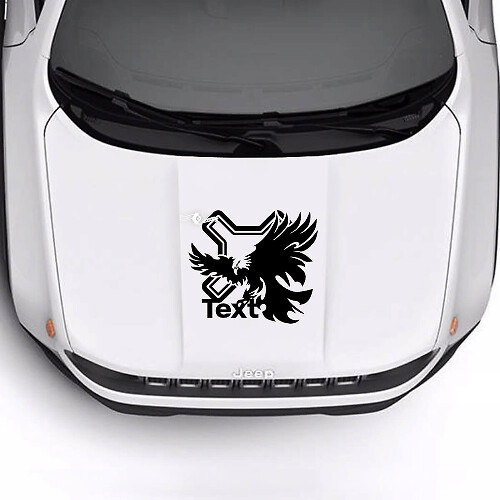 Custom Text Hood Bald Eagle Vinyl Decal Sticker for Jeep Renegade