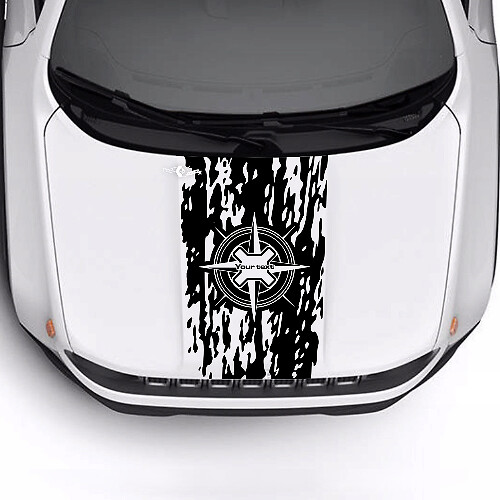 Custom Text Compass Battered Destroyed Flag Hood Vinyl Decal Sticker for Jeep Renegade Trailhawk