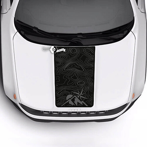 Trailhawk Sport Mountains Topographic Map Hood Stripe Vinyl Decal Sticker for Jeep Renegade 1