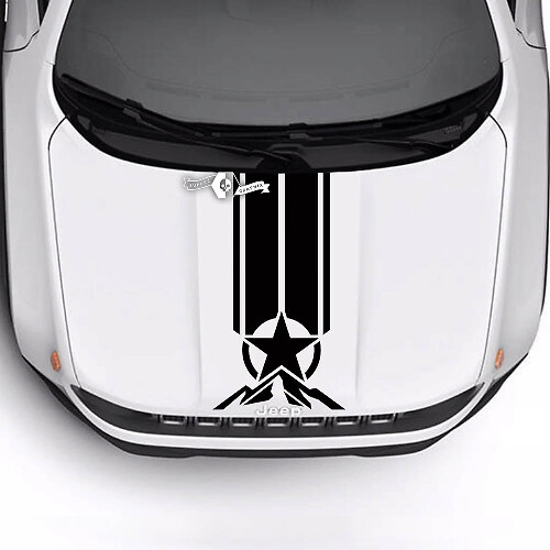 Trailhawk Sport Military Star Hood Stripe Vinyl Decal Sticker for Jeep Renegade Trailhawk Sport
