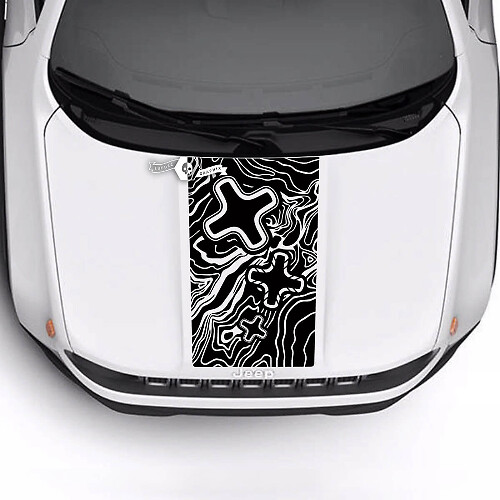 Trailhawk Sport Topographic Map Logo Hood Stripe Vinyl Decal Sticker for Jeep Renegade Trailhawk Sport