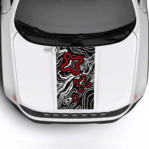 Trailhawk Sport Topographic Map Logo Hood Stripe Vinyl Decal Sticker 2 Colors for Jeep Renegade Trailhawk Sport