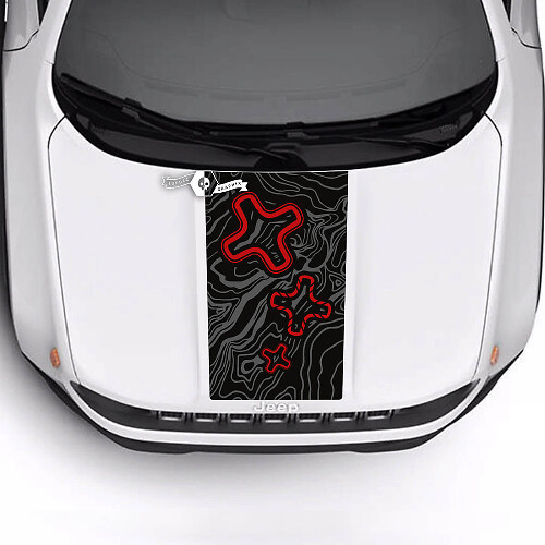 Trailhawk Sport Topographic Map Logo Hood Stripe Vinyl Decal Sticker 3 Colors for Jeep Renegade Trailhawk Sport