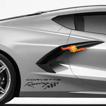Pair Chevrolet Corvette C8 Racing Flag Checkerboard Rear Quarter Panel Side Z06 Vinyl Decal Sticker 2