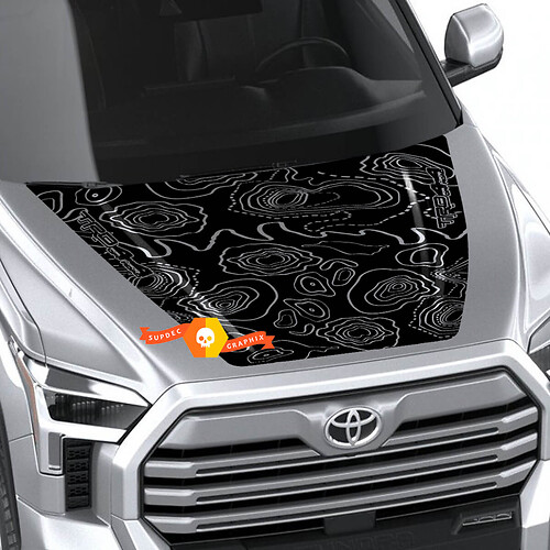 Hood TRD 4x4 off road Decal Sticker With topographic lines for Toyota Tundra 2022+