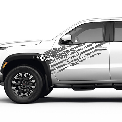 Distressed USA Flag Door Vinyl Decal Kit for Nissan Frontier