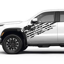 Distressed USA Flag Door Vinyl Decal Kit for Nissan Frontier_2