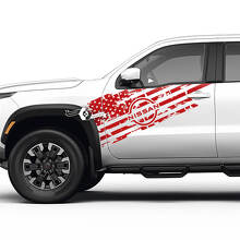 Distressed USA Flag Door Vinyl Decal Kit for Nissan Frontier_3