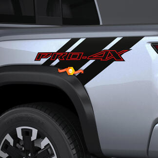 2X Nissan Frontier Pro-4X Bed Truck Car Vinyl Both Side Stickers Decals Graphics 2 Colors