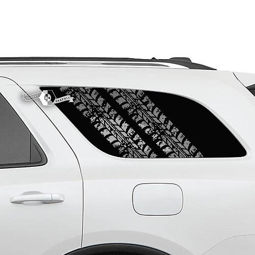 Pair Side Rear Window Tire Track Decal Vinyl Stickers for Dodge Durango