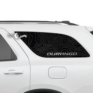 Pair Dodge Durango Side Rear Window Topographic Map Lines Decal Vinyl Stickers