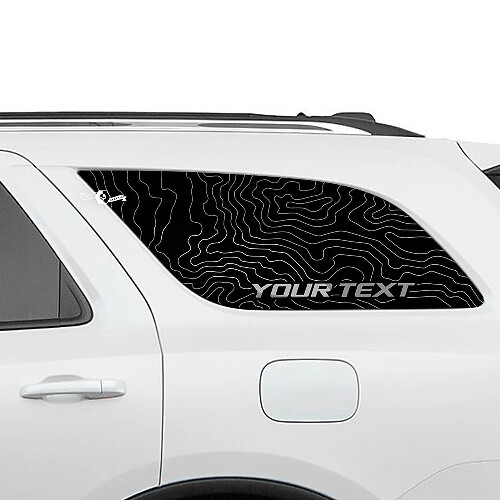Topographic Map Rear Side Window Vinyl Decals Pair for Dodge Durango