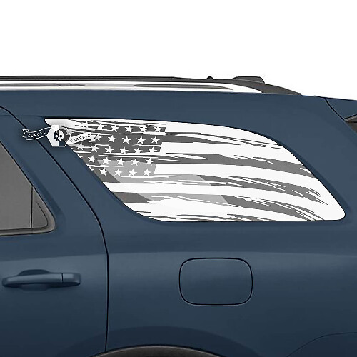 2x Side Rear Window USA Flag Destroyed Decal Vinyl Stickers for Dodge Durango