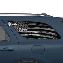 2x Dodge Durango Side Rear Window USA Flag Destroyed Decal Vinyl Stickers 2