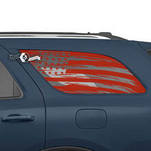 2x Dodge Durango Side Rear Window USA Flag Destroyed Decal Vinyl Stickers 3
