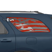 Pair Side Rear Window USA Flag Destroyed Direct Decal Vinyl Stickers for Dodge Durango 2