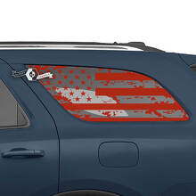 Pair Side Rear Window USA Flag Destroyed Wrap Decal Vinyl Stickers for Dodge Durango 2