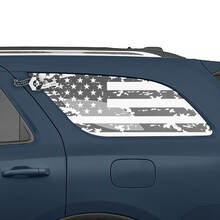 Pair Dodge Durango Side Rear Window USA Flag Destroyed Wrap Decal Vinyl Stickers 3