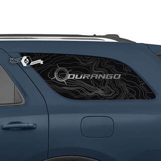 Pair Dodge Durango Side Rear Window  topographic Map Lines Compass Decal Vinyl Stickers
