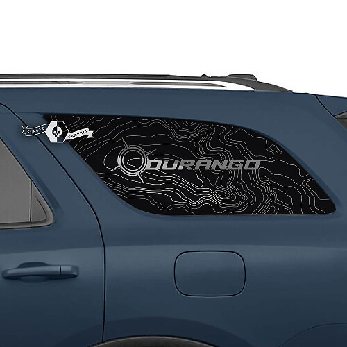Pair Side Rear Window Topographic Map Lines Compass Decal Vinyl Stickers for Dodge Durango