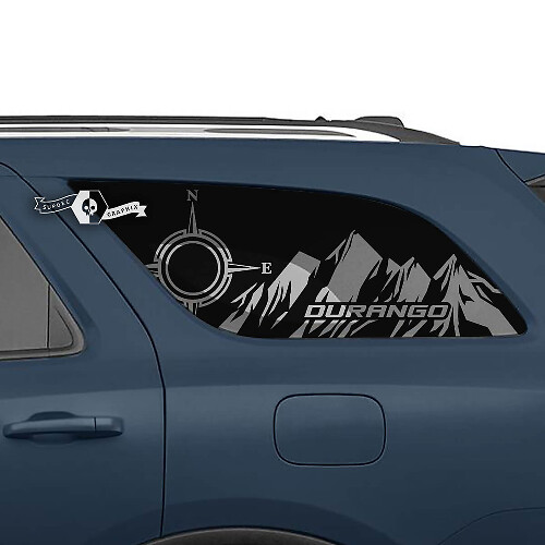 2x Side Rear Window Mountains Compass Decal Vinyl Stickers for Dodge Durango