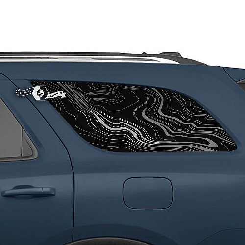 Pair Side Rear Window Topographic Map Decal Vinyl Stickers for Dodge Durango
