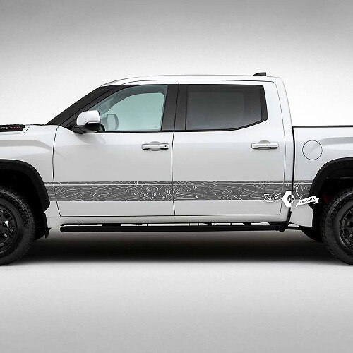 Topographic Map Side Stripes Vinyl Decal Kit For Toyota Tundra