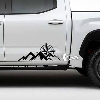 Pair Toyota Tundra Door Mountains Compass Side Stripes Vinyl Stickers Decal 1