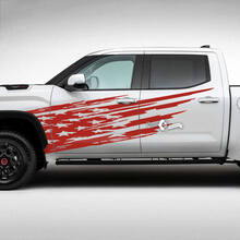 Pair Toyota Tundra Front Fender USA Flag Destroyed Grange Stripes Vinyl Stickers Decal 3
