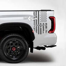 Pair Toyota Tundra Bed Side Rear Fender Destroyed Grange USA Flag Logo Stripes Vinyl Stickers Decal 2