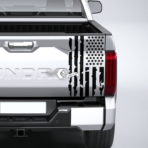 Toyota Tundra Bed Pickup Truck Tailgate Destroyed Grange Stripes USA Flag Vinyl Stickers Decal 1