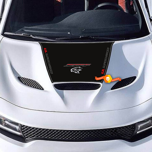 Hood Decal SUPERCHARGED 6.2L Vinyl Decal Sticker 3 Colors for Dodge Charger