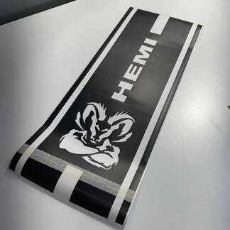 Hemi Muscle Dodge Ram Rebel Mopar Hood Cut Vinyl Decal Stripes Graphic