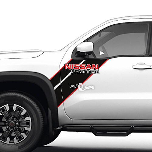 Pair Doors Front Fender Frontier Logo Stripe Vinyl Stickers Decals Graphics 2 Colors 1