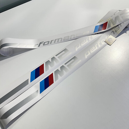 2x 2023 BMW M2 G87 M Performance Silver Stripes vinyl decal sticker