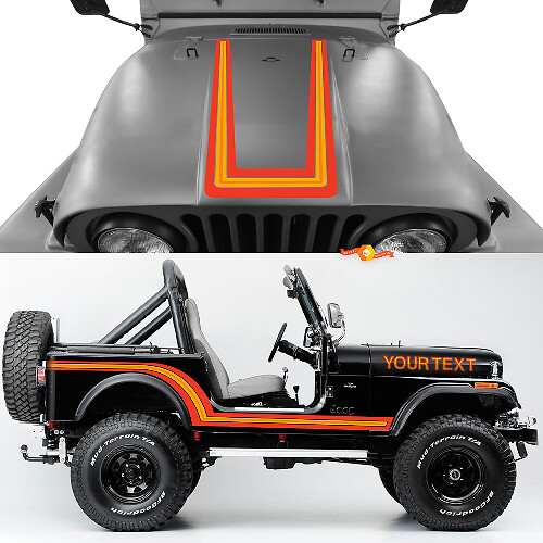 Hood Side Rocker Panel Front Rear Fender Vinyl Stickers Decals Graphics Kit Orange for Jeep Renegade CJ7