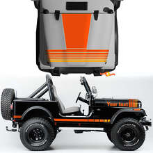 Vintage Style Hood and Side Stripes Vinyl Decal Kit for Jeep CJ7 Renegade 1984-1986_2