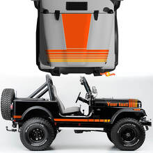 Vintage Wide Stripes Hood Side Vinyl Stickers Decals Kit 2 for Jeep Renegade CJ7 2